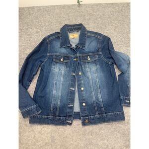 Red Star Faded Blue 100% Cotton Denim Jean Jacket Size Medium